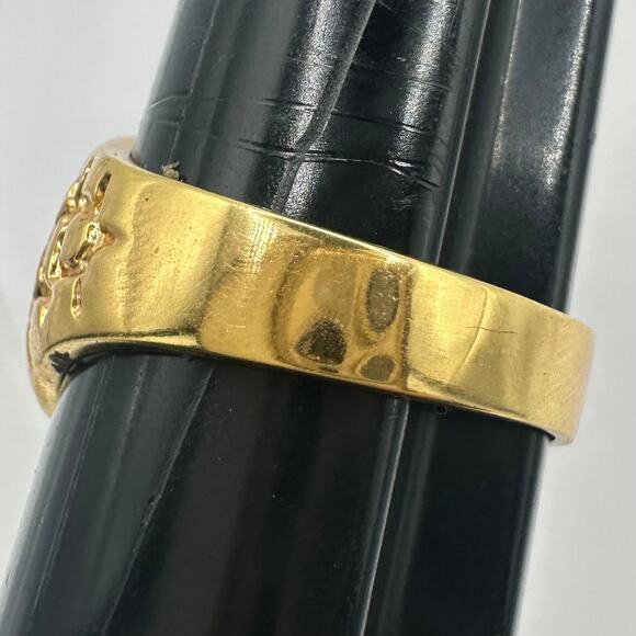 Men's gold plated Dollar money sign nugget statement signet ring size 13 - Picture 4 of 10